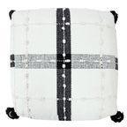 Black Cotton Striped Pouf Ottoman - 18-inch