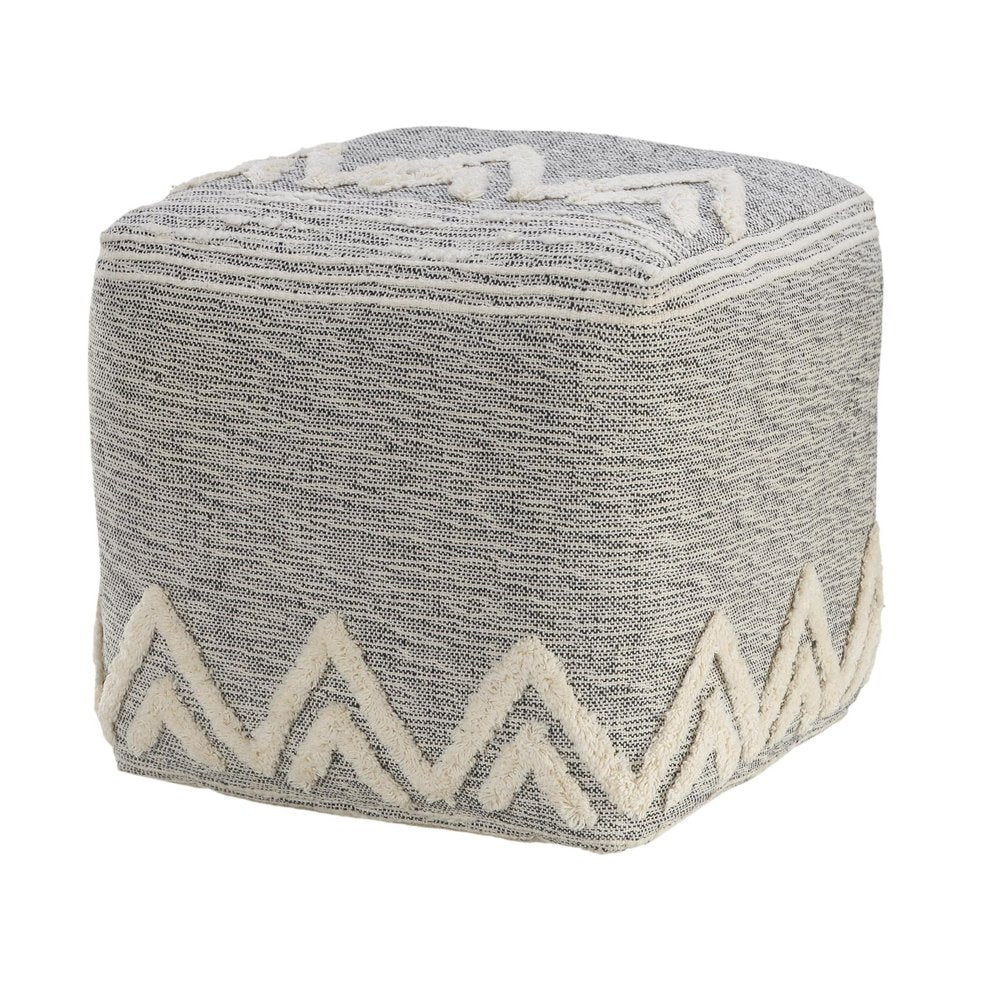 Gray Upholstery Pouf Ottoman - 16-inch