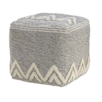 Gray Upholstery Pouf Ottoman - 16-inch