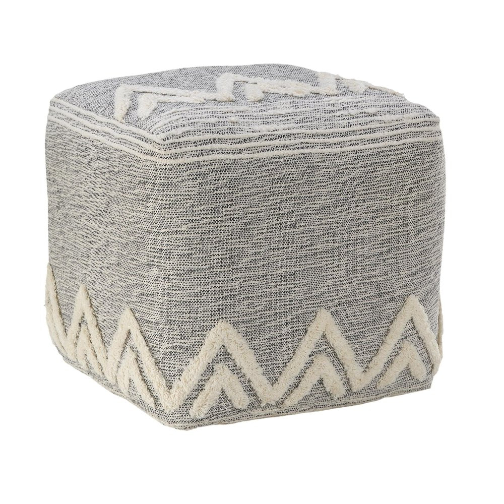 Gray Upholstery Pouf Ottoman - 16-inch