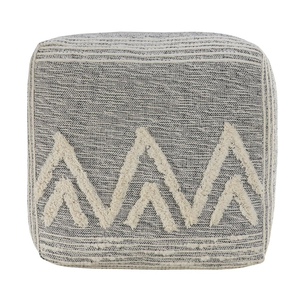 Gray Upholstery Pouf Ottoman - 16-inch