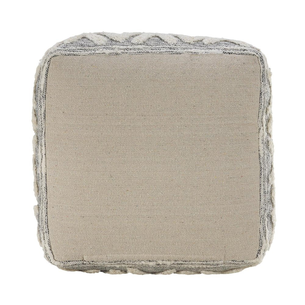 Gray Upholstery Pouf Ottoman - 16-inch