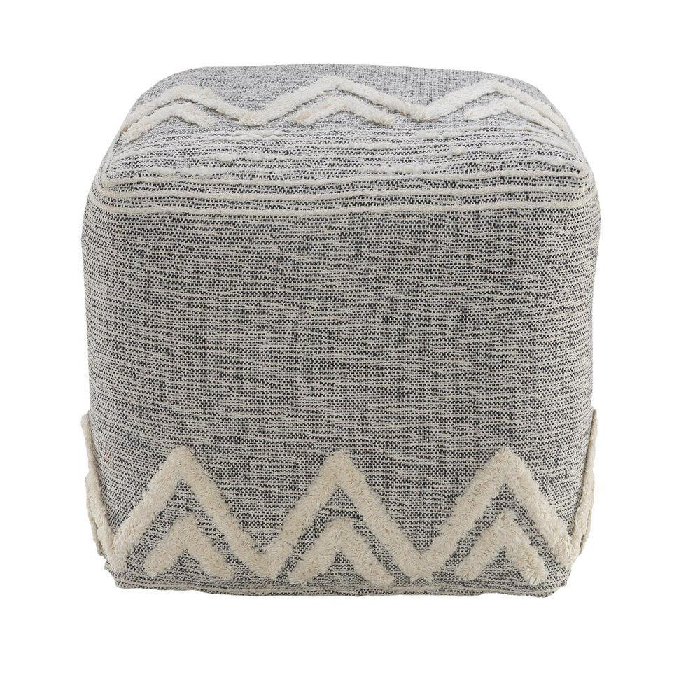 Gray Upholstery Pouf Ottoman - 16-inch