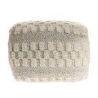 Beige Geometric Pouf Ottoman - 18-inch