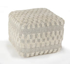 Beige Geometric Pouf Ottoman - 18-inch