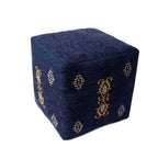 Blue Medallion Pouf Ottoman - 18-inch