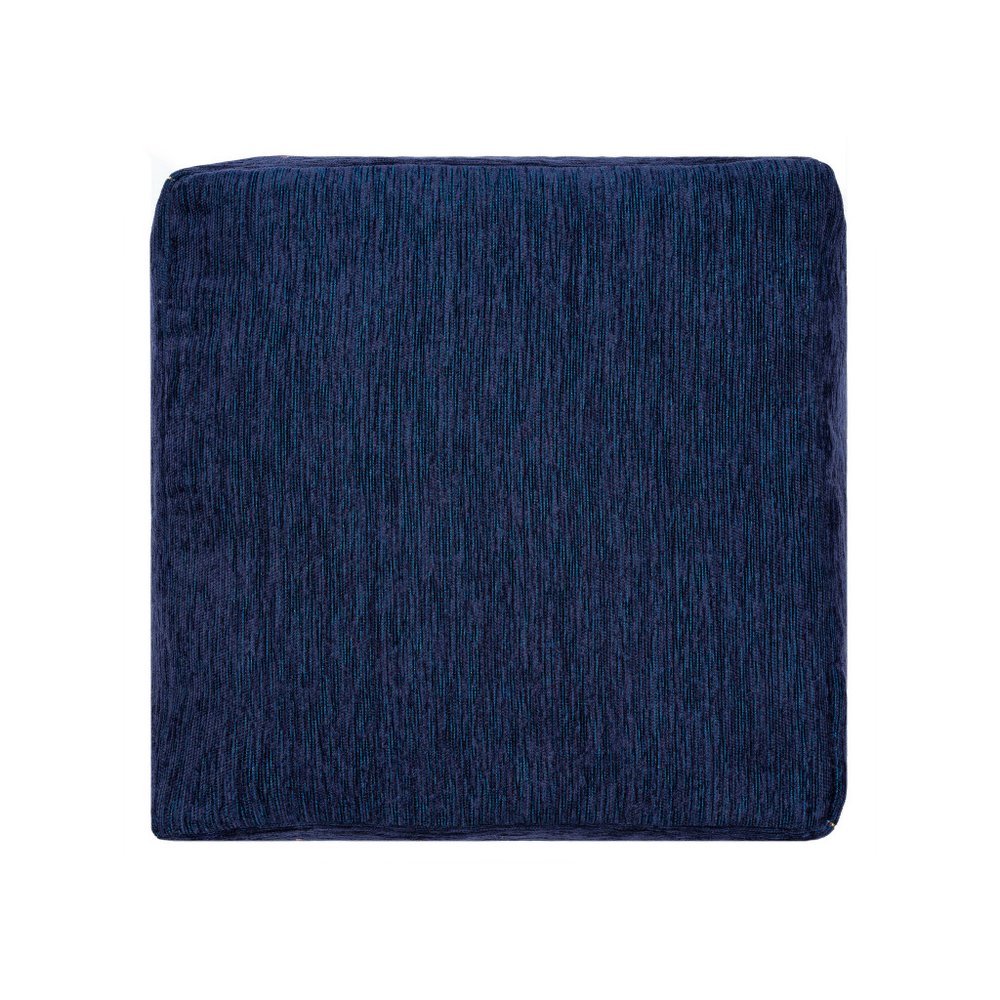 Blue Medallion Pouf Ottoman - 18-inch