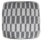 Gray Cotton Geometric Pouf Ottoman - 18-inch