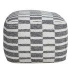 Gray Cotton Geometric Pouf Ottoman - 18-inch