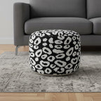 Black Abstract Cylinder Pouf Ottoman - 18-inch