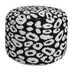 Black Abstract Cylinder Pouf Ottoman - 18-inch