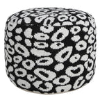 Black Abstract Cylinder Pouf Ottoman - 18-inch
