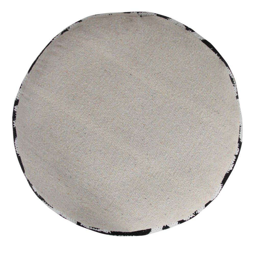 Black Abstract Cylinder Pouf Ottoman - 18-inch