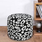 Black Abstract Cylinder Pouf Ottoman - 18-inch