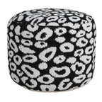 Black Abstract Cylinder Pouf Ottoman - 18-inch