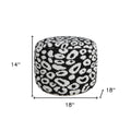 Black Abstract Cylinder Pouf Ottoman - 18-inch