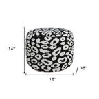 Black Abstract Cylinder Pouf Ottoman - 18-inch