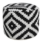Black Geometric Cylinder Pouf Ottoman - 18-inch