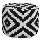 Black Geometric Cylinder Pouf Ottoman - 18-inch
