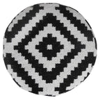 Black Geometric Cylinder Pouf Ottoman - 18-inch