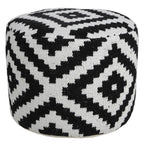 Black Geometric Cylinder Pouf Ottoman - 18-inch