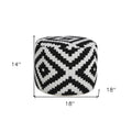 Black Geometric Cylinder Pouf Ottoman - 18-inch