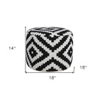 Black Geometric Cylinder Pouf Ottoman - 18-inch