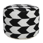 Black Chevron Cylinder Pouf Ottoman - 18-inch