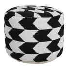 Black Chevron Cylinder Pouf Ottoman - 18-inch