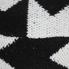Black Chevron Cylinder Pouf Ottoman - 18-inch