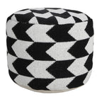 Black Chevron Cylinder Pouf Ottoman - 18-inch