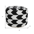 Black Chevron Cylinder Pouf Ottoman - 18-inch