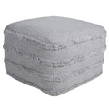 Gray Cotton Striped Pouf Ottoman - 18-inch