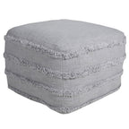 Gray Cotton Striped Pouf Ottoman - 18-inch