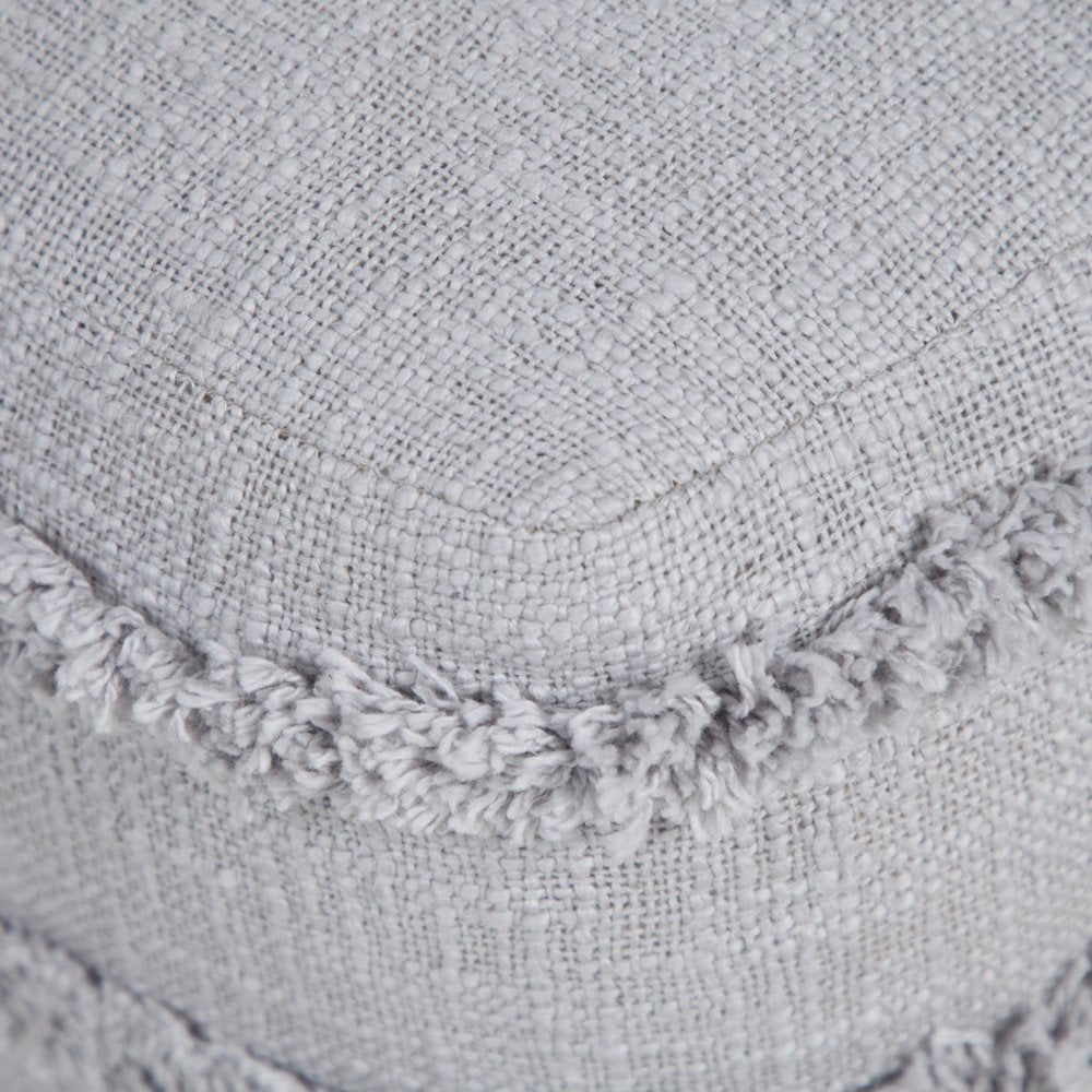 Gray Cotton Striped Pouf Ottoman - 18-inch