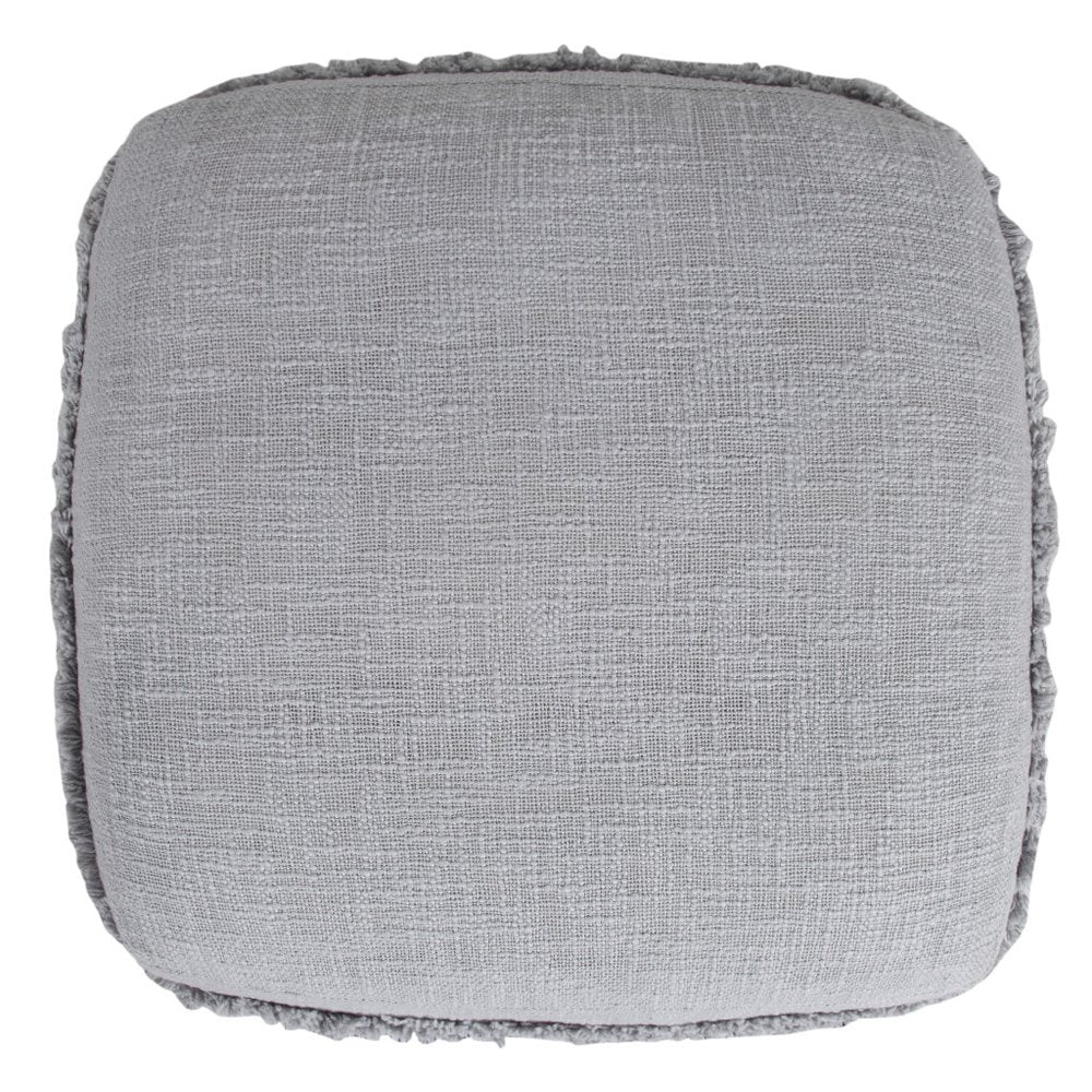 Gray Cotton Striped Pouf Ottoman - 18-inch