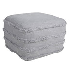 Gray Cotton Striped Pouf Ottoman - 18-inch