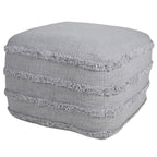 Gray Cotton Striped Pouf Ottoman - 18-inch