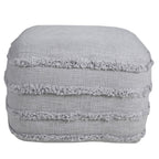 Gray Cotton Striped Pouf Ottoman - 18-inch