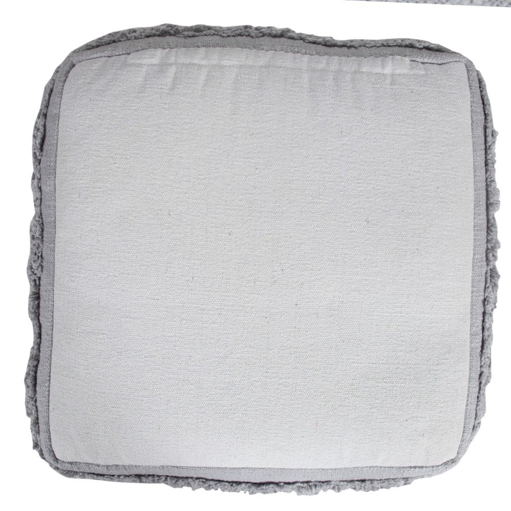Gray Cotton Striped Pouf Ottoman - 18-inch
