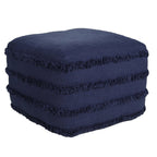 Gray Cotton Striped Pouf Ottoman - 18-inch