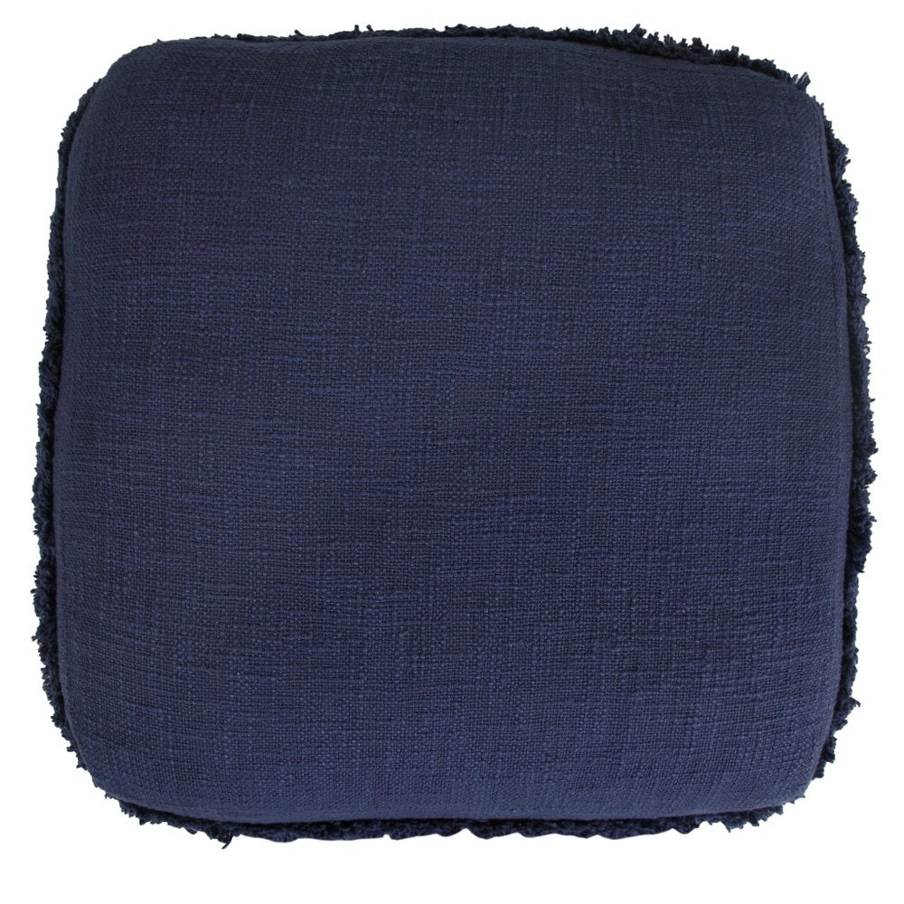 Gray Cotton Striped Pouf Ottoman - 18-inch