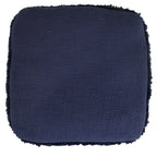 Gray Cotton Striped Pouf Ottoman - 18-inch