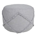 Gray Cotton Cylinder Geometric Pouf Ottoman - 18-inch
