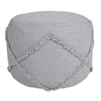Gray Cotton Cylinder Geometric Pouf Ottoman - 18-inch