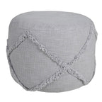 Gray Cotton Cylinder Geometric Pouf Ottoman - 18-inch