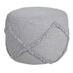 Gray Cotton Cylinder Geometric Pouf Ottoman - 18-inch