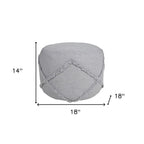 Gray Cotton Cylinder Geometric Pouf Ottoman - 18-inch
