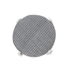 Black Cotton Cylinder Geometric Pouf Ottoman - 18-inch