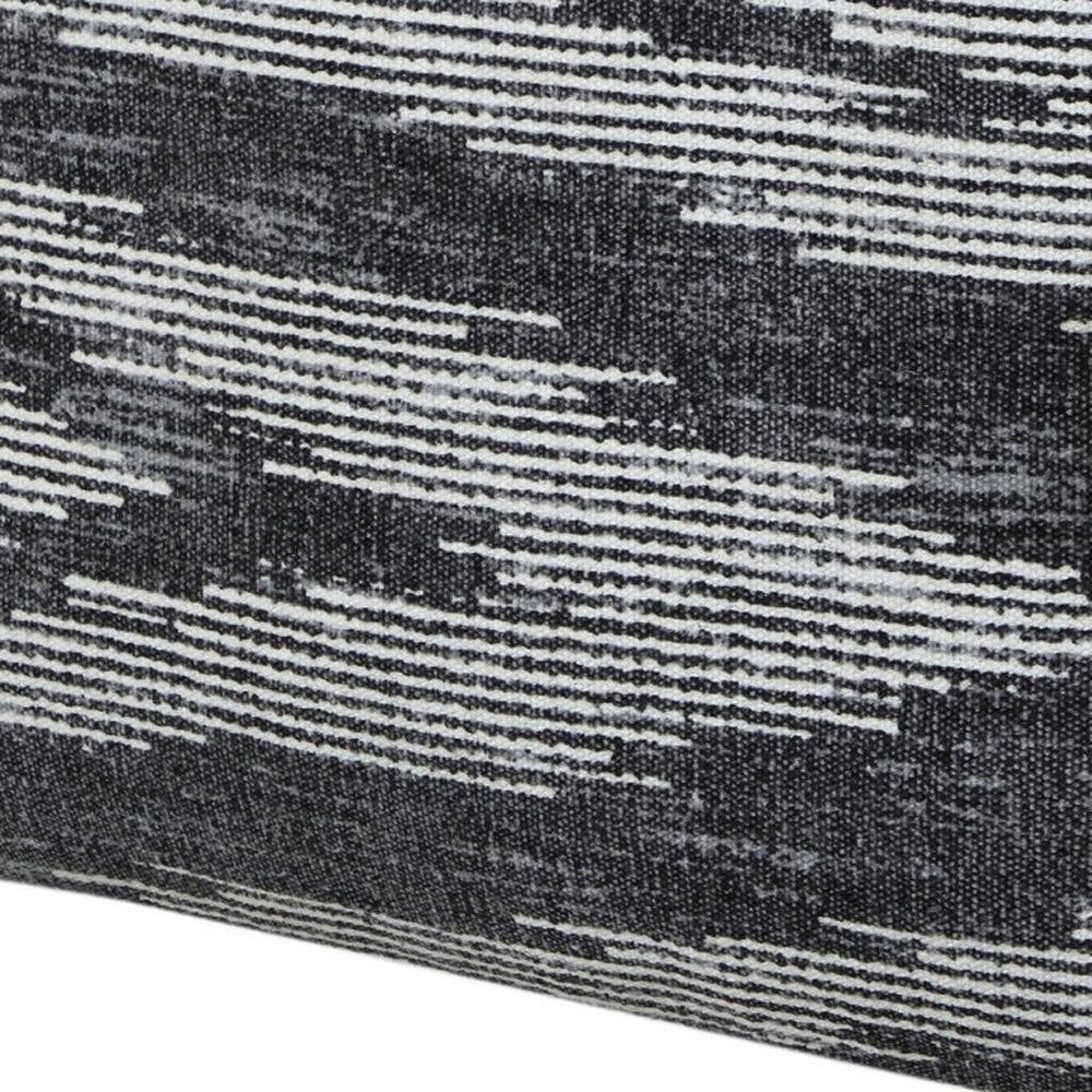Gray Cotton Striped Pouf Ottoman - 18-inch